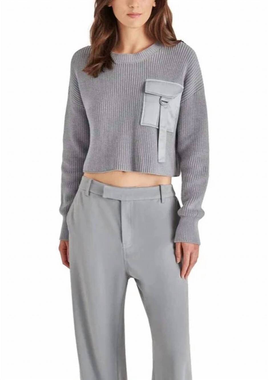 NEW BB DAKOTA pocket crewneck sweater in grey